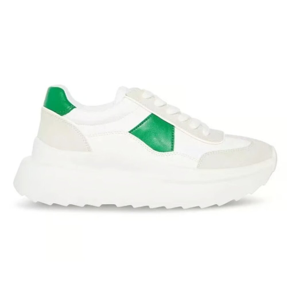 Madden Girl Womens Sneakers Amica Casual And Fashion White and Green Size 9.5
